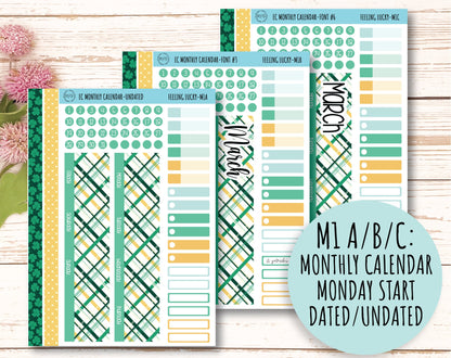 MARCH Monthly Kit Stickers for 7x9 Planners. "Feeling Lucky || FL-M