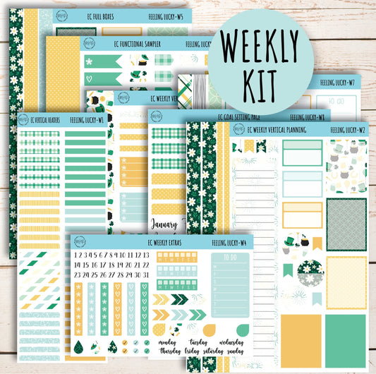 MARCH Weekly Planning Kits for 7x9 Planners. "Feeling Lucky" || FL-W