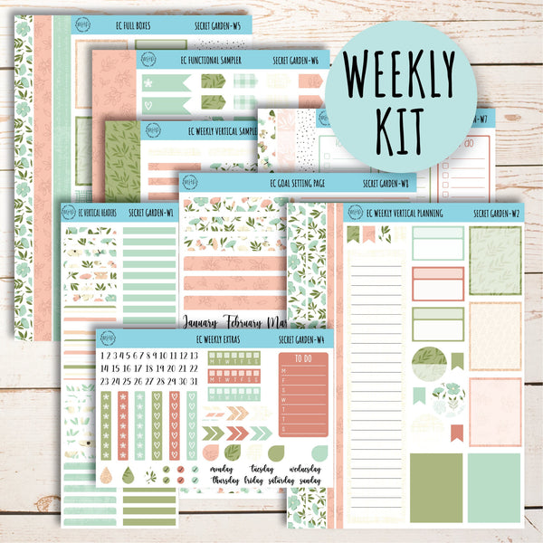 MARCH Weekly Planning Kits for 7x9 Planners. "Secret Garden || SG-W ...