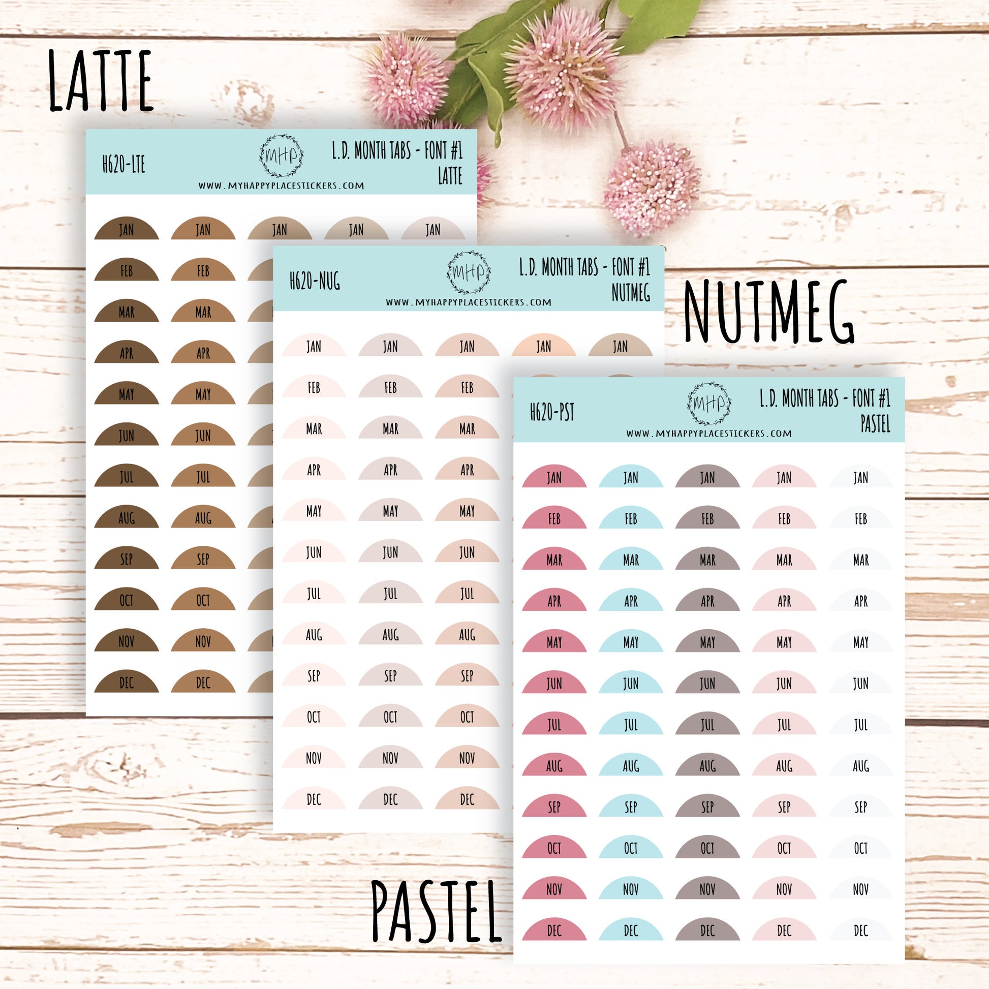 Abbreviated Month Tabs for L.D. Planners || H620