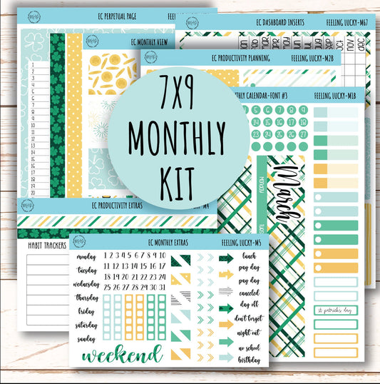 MARCH Monthly Kit Stickers for 7x9 Planners. "Feeling Lucky || FL-M