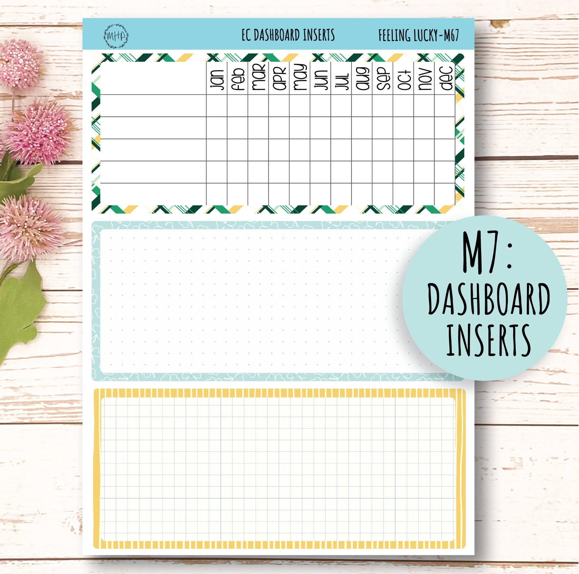 MARCH Monthly Kit Stickers for 7x9 Planners. "Feeling Lucky || FL-M
