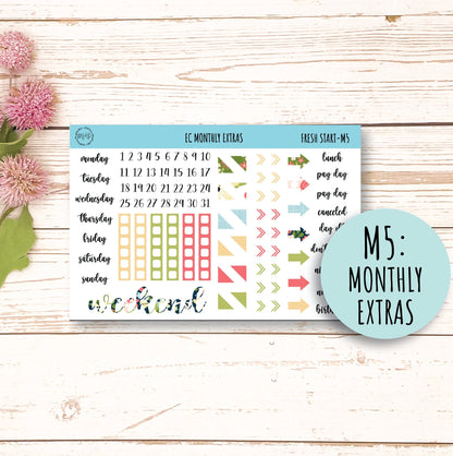 MARCH Monthly Kit Stickers for 7x9 Planners. "Fresh Start || FS-M