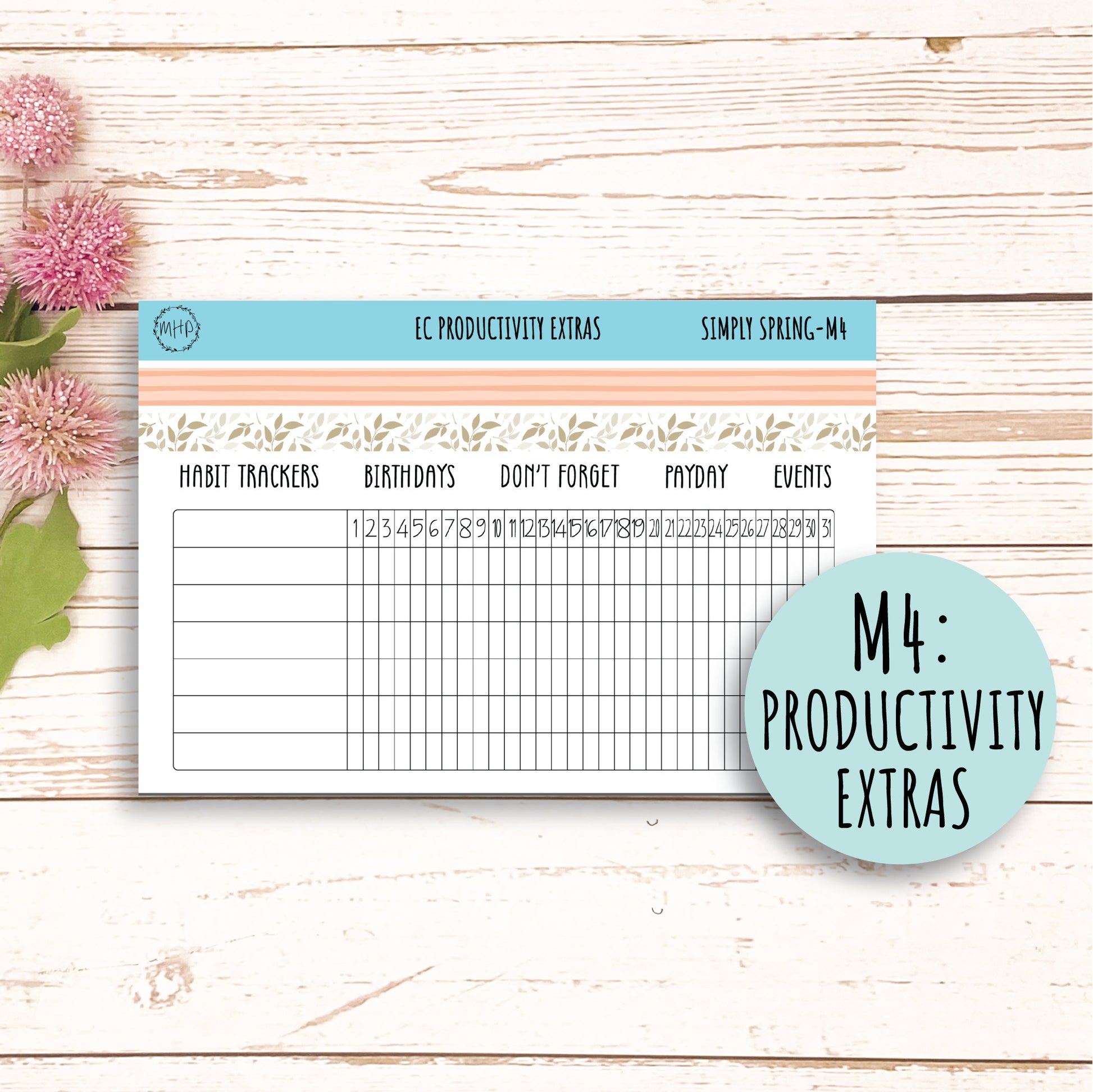 APRIL Monthly Kit Stickers for 7x9 Erin Condren Planners. "Simply Spring" || SS-M