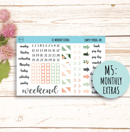 APRIL Monthly Kit Stickers for 7x9 Erin Condren Planners. "Simply Spring" || SS-M
