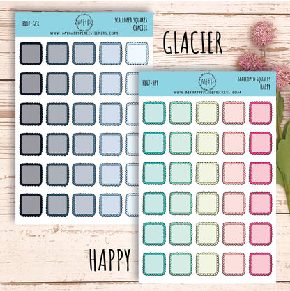 Scalloped Square Stickers. Planner Stickers || F807