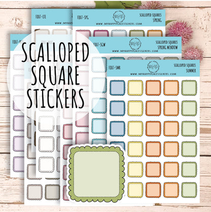 Scalloped Square Stickers. Planner Stickers || F807