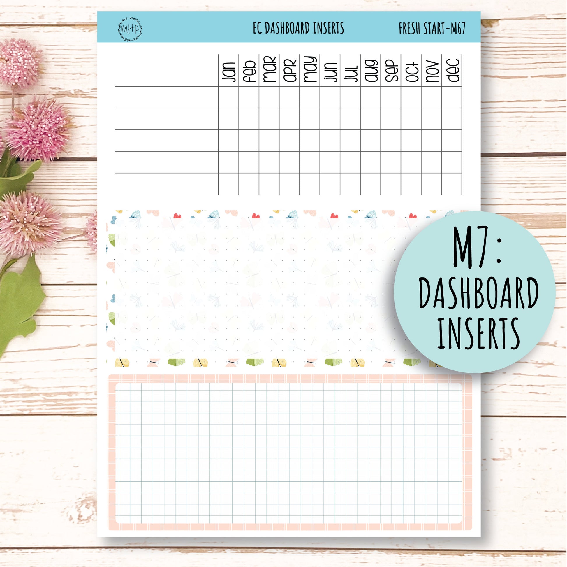 MARCH Monthly Kit Stickers for 7x9 Planners. "Fresh Start || FS-M