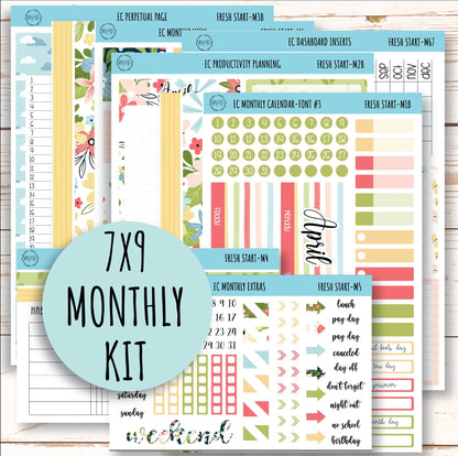 MARCH Monthly Kit Stickers for 7x9 Planners. "Fresh Start || FS-M