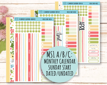 MARCH Monthly Kit Stickers for 7x9 Planners. "Fresh Start || FS-M