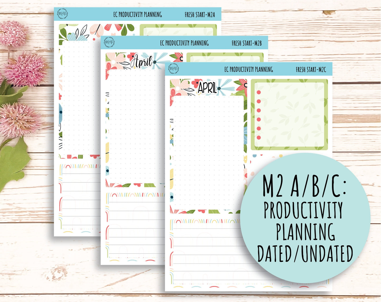 MARCH Monthly Kit Stickers for 7x9 Planners. "Fresh Start || FS-M