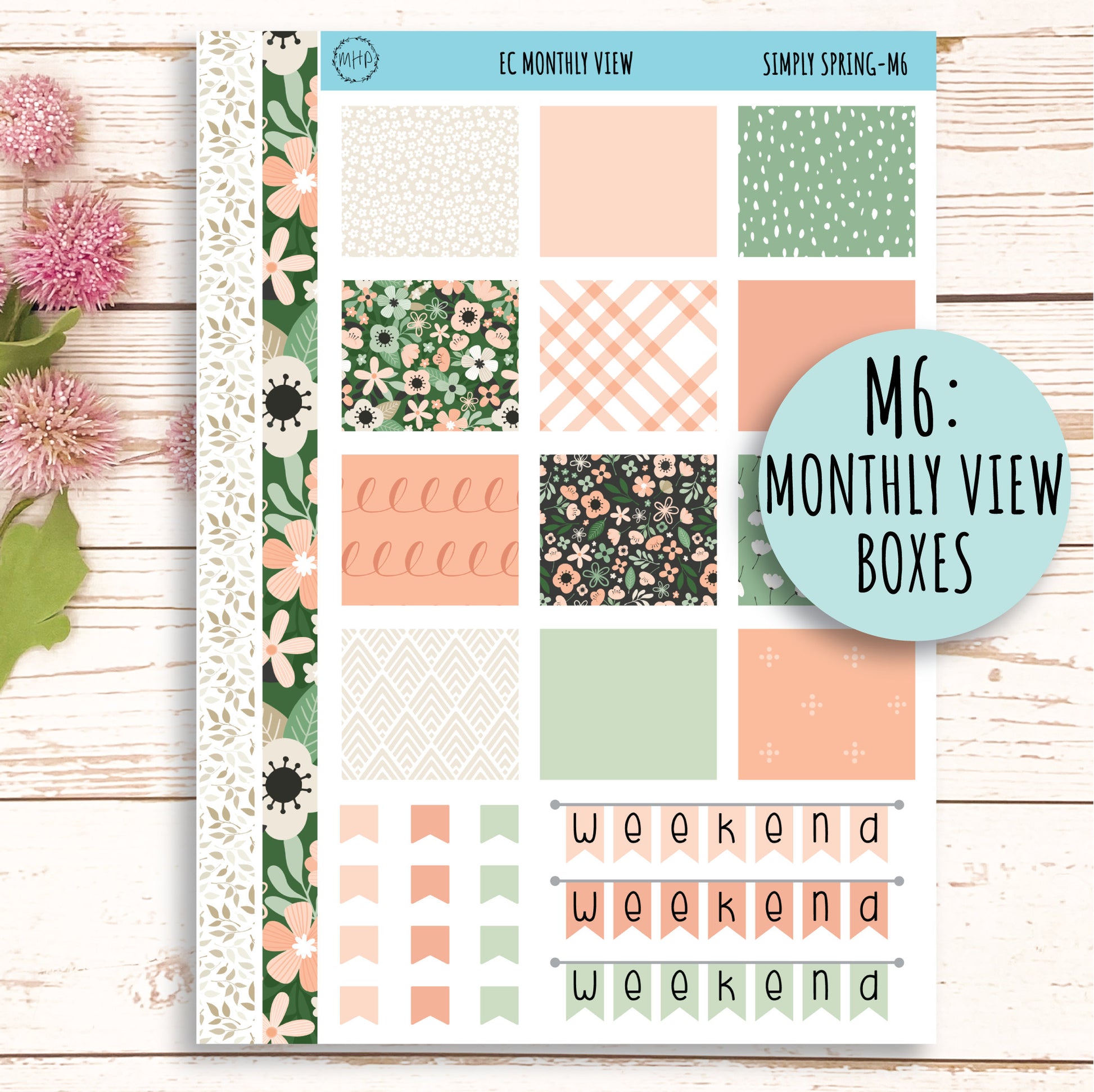 APRIL Monthly Kit Stickers for 7x9 Erin Condren Planners. "Simply Spring" || SS-M