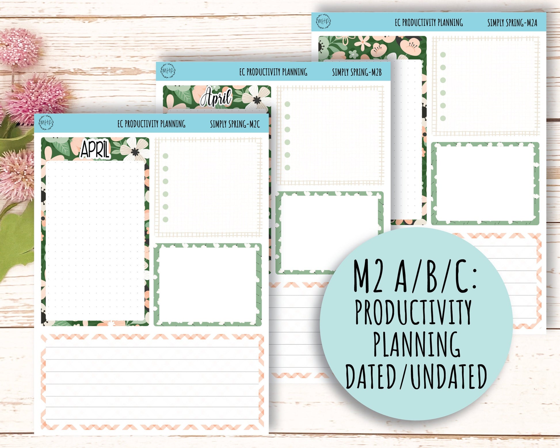 APRIL Monthly Kit Stickers for 7x9 Erin Condren Planners. "Simply Spring" || SS-M